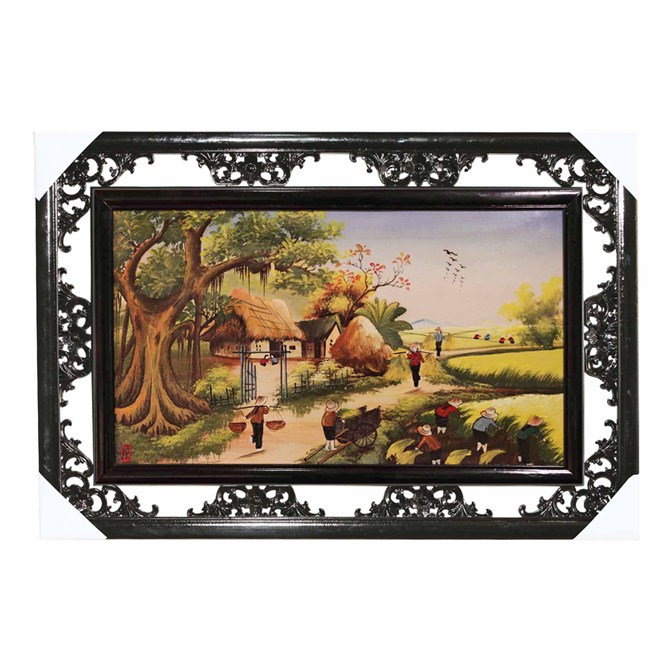 Tranh sứ Bát Tràng – cảnh đồng quê Tranh sứ Bát Tràng – cảnh đồng quê