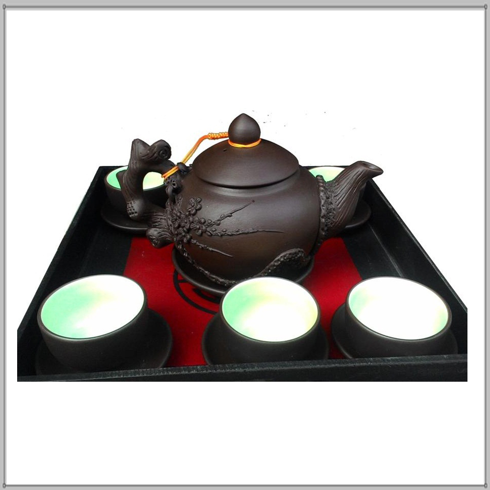 Ấm chén tử sa đắp tay cao cấp Lão Mai Ấm chén tử sa đắp tay cao cấp Lão Mai